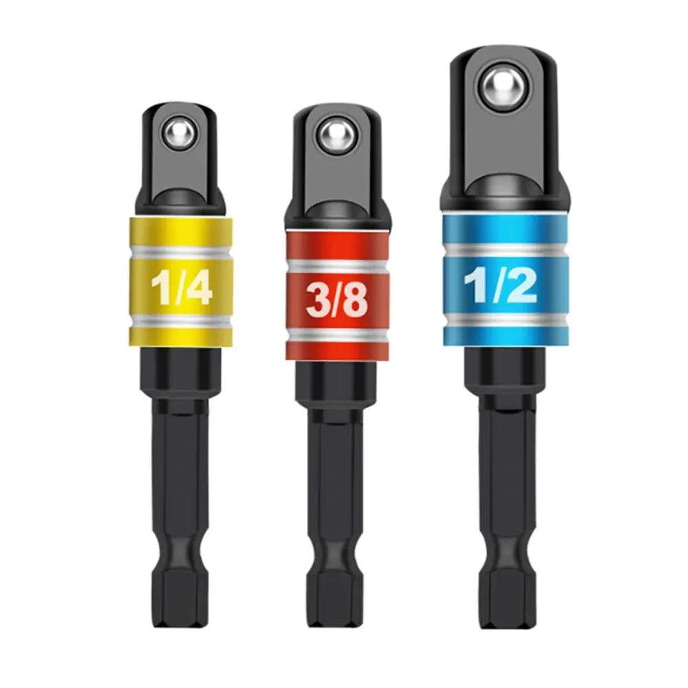 Black 105 ° Turning Screwdriver Joint Electric Drill Corner Socket Screwdriver Head 3PC Hexagonal Conversion Extension Tool Set