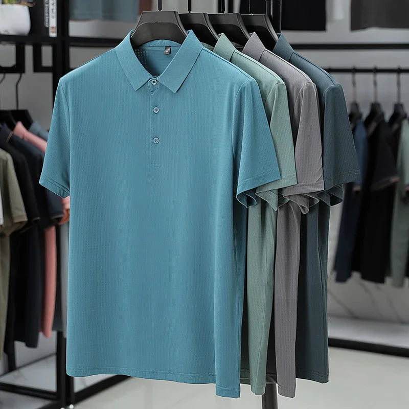 Men's Perforated Polo Tee - Cool Fabric, Sweat-Wicking Lightweight
