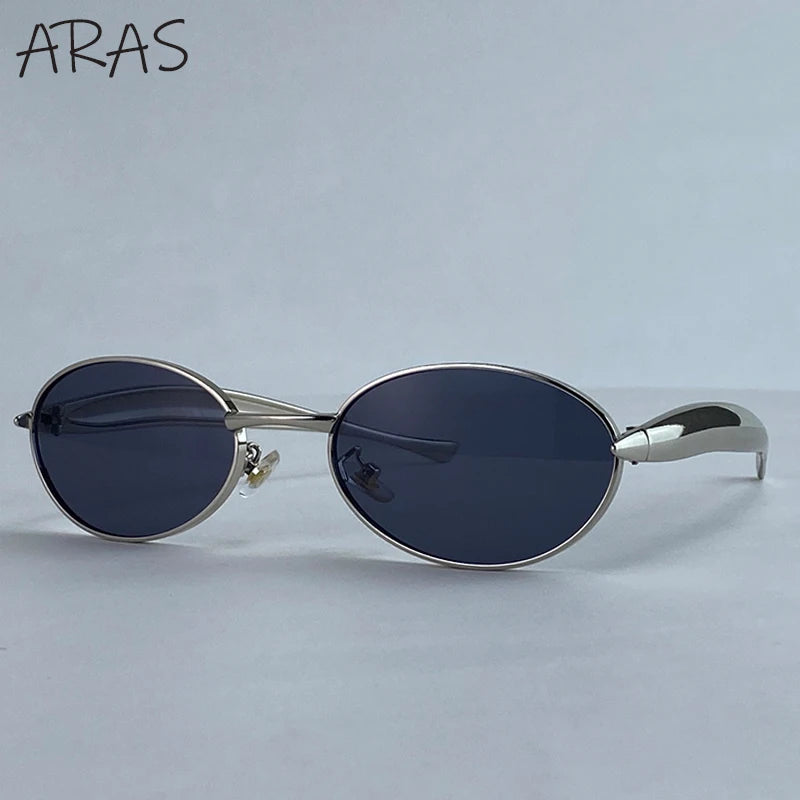 Small Oval Punk Sunglasses for Women — Metal Frame, UV400