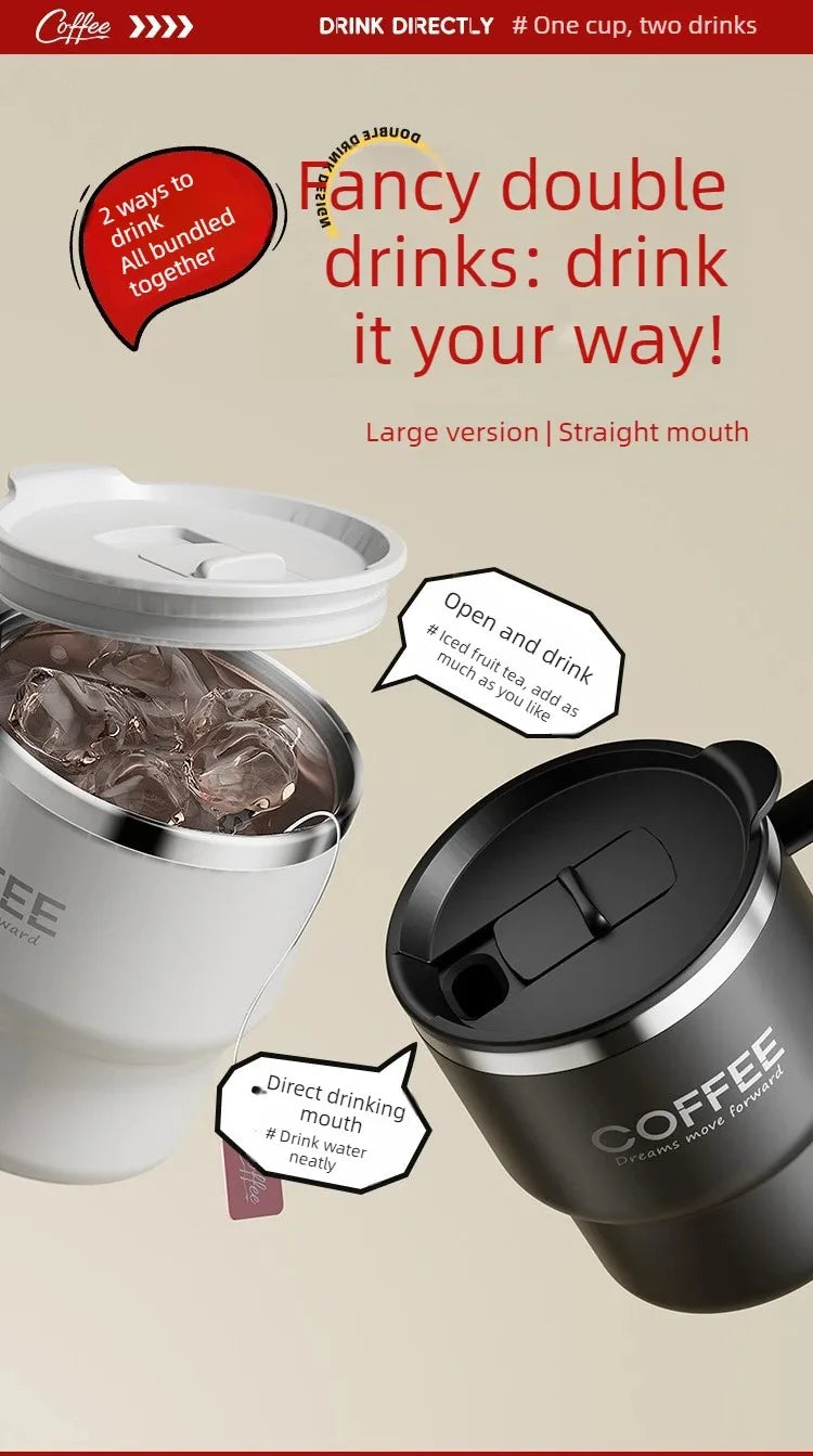 400ML Double Layer Coffee Mug 304 Stainless Steel Sealed Drinking Cup For Cold And Hot Water Insulated Milk Coffee Cup Drinkware