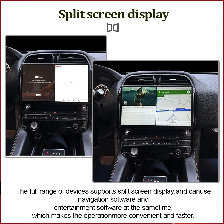 13.3" Car Stereo with Apple CarPlay & Android Auto, Compatible with Jaguar XE, XEL & F-PACE (2016-2019)