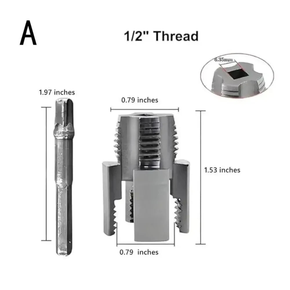 Pipe Thread Cutting Tool Integrated Internal & External Pipe Threading Tool Electric Drill Compatible PVC Pipe Threader Kit