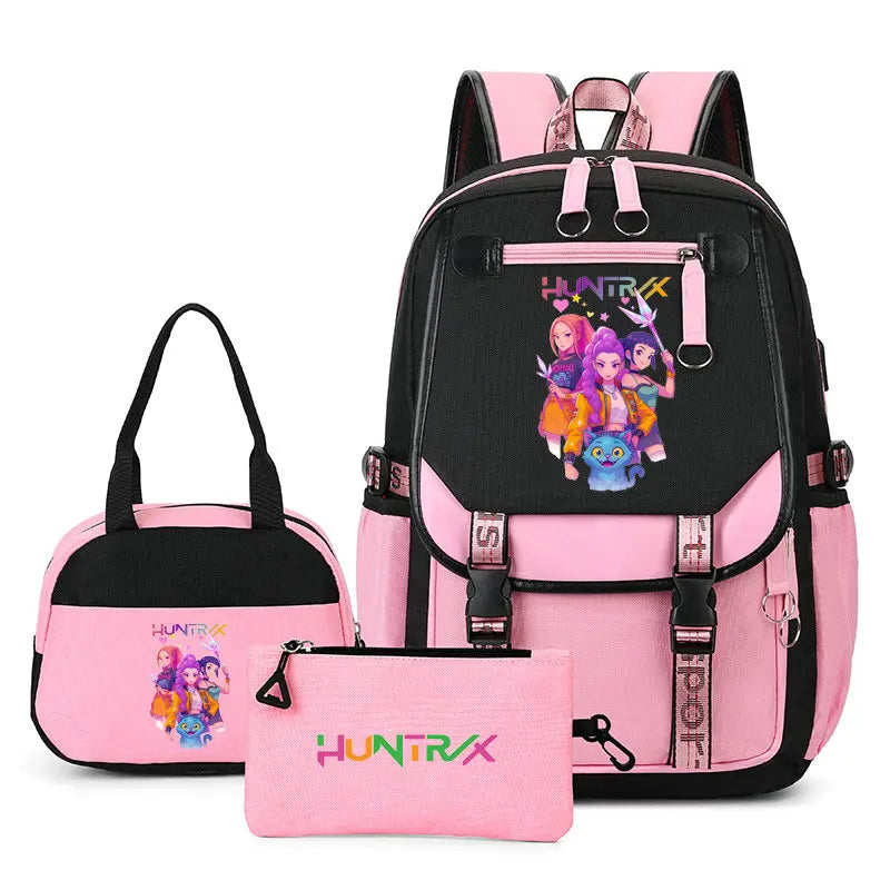 Mochilas Set KPop Demon Hunters Capacity Student SchoolBag For Teenager With Lunch Bags Backpack For Women Boys Girls Daily Use