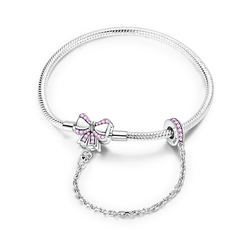 925 Sterling Silver Heart Charm Bracelet for Women - DIY Beads