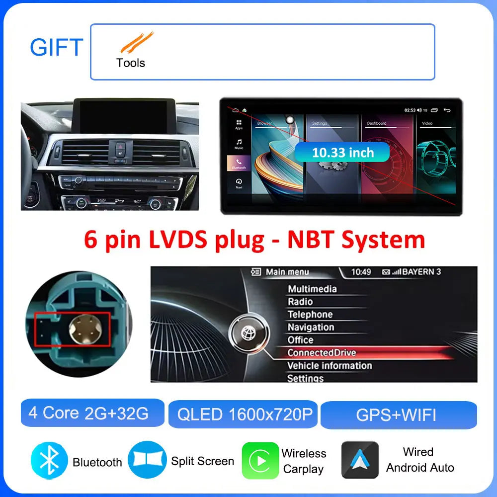 Android CarPlay Stereo for BMW 3/4 Series F30 F31 F32 F33 F34 F36 (2013–2019) — Android Auto, GPS, DSP, 4G
