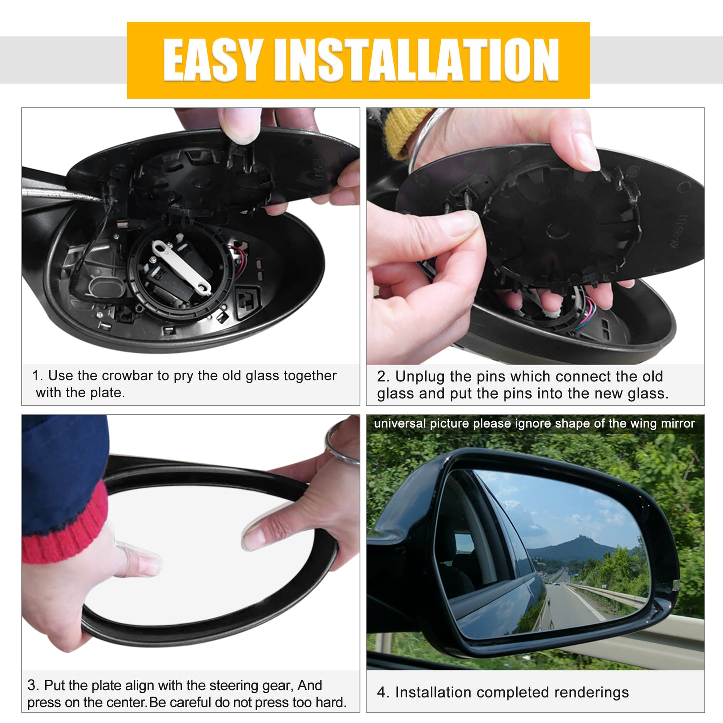 Heated Side Mirror Glass with Backing Plate — GMC Sierra 3500HD & Chevrolet Silverado (2007–2014)