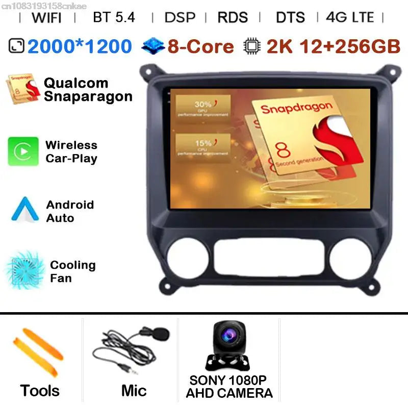 Car Radio Android 15 For Chevrolet Colorado 2014 - 2018 For Silverado GMC Sierra VIA Vtrux Truck 2014 - 2018 Carplay Stereo Auto