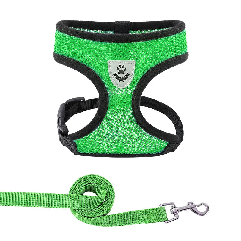 Adjustable Mesh Harness and Leash for Small Dogs and Cats, Reflective