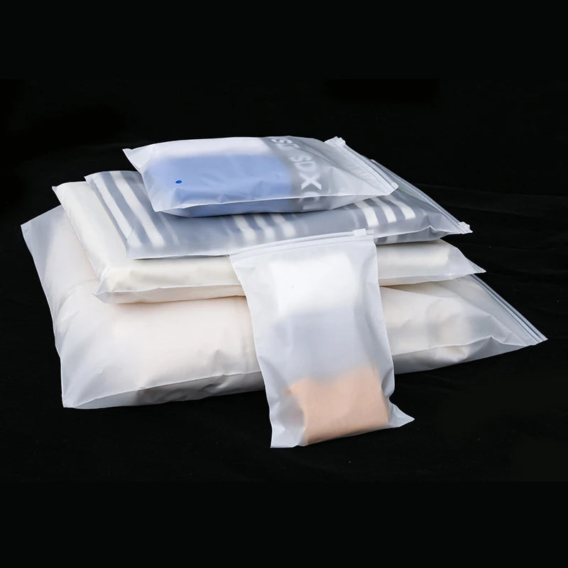 StoBag 10pcs Frosted Matte Zipper Bags Clothes Packaging Pouch Plastic Sealed Shirts Storage Shipping Reusable Organizer Pocket