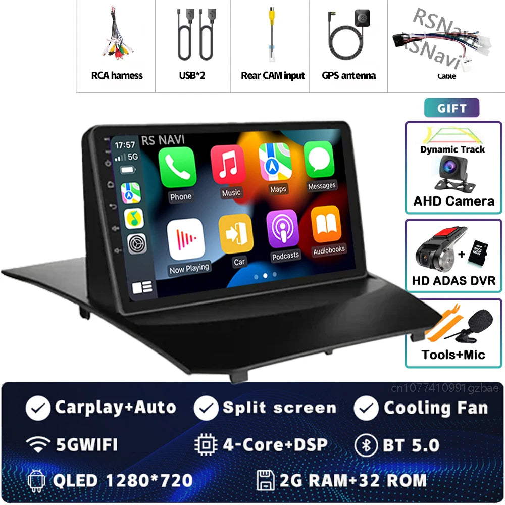 Plug and Play Android 16 Carplay Auto Qualcomm Screen Car Radio Player For Ford Fiesta 2011-2015 GPS DSP Stereo BT Navigation 4G