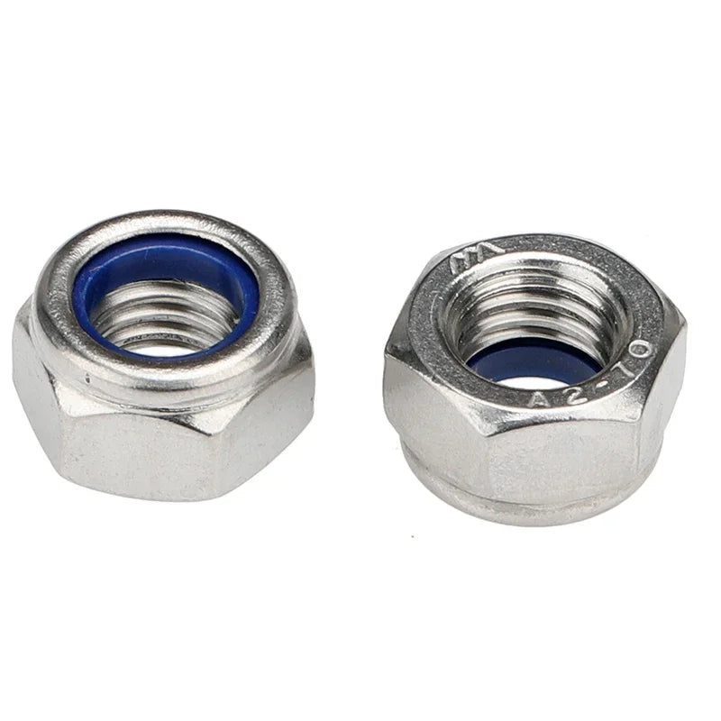 M2 M2.5 M3 M4 M5 M6 M8  M12 M14 M16 M18 M20  304 stainless Steel Nylon Insert Hex Lock Nuts A2 Hexagon Nyloc Self Locking Nut