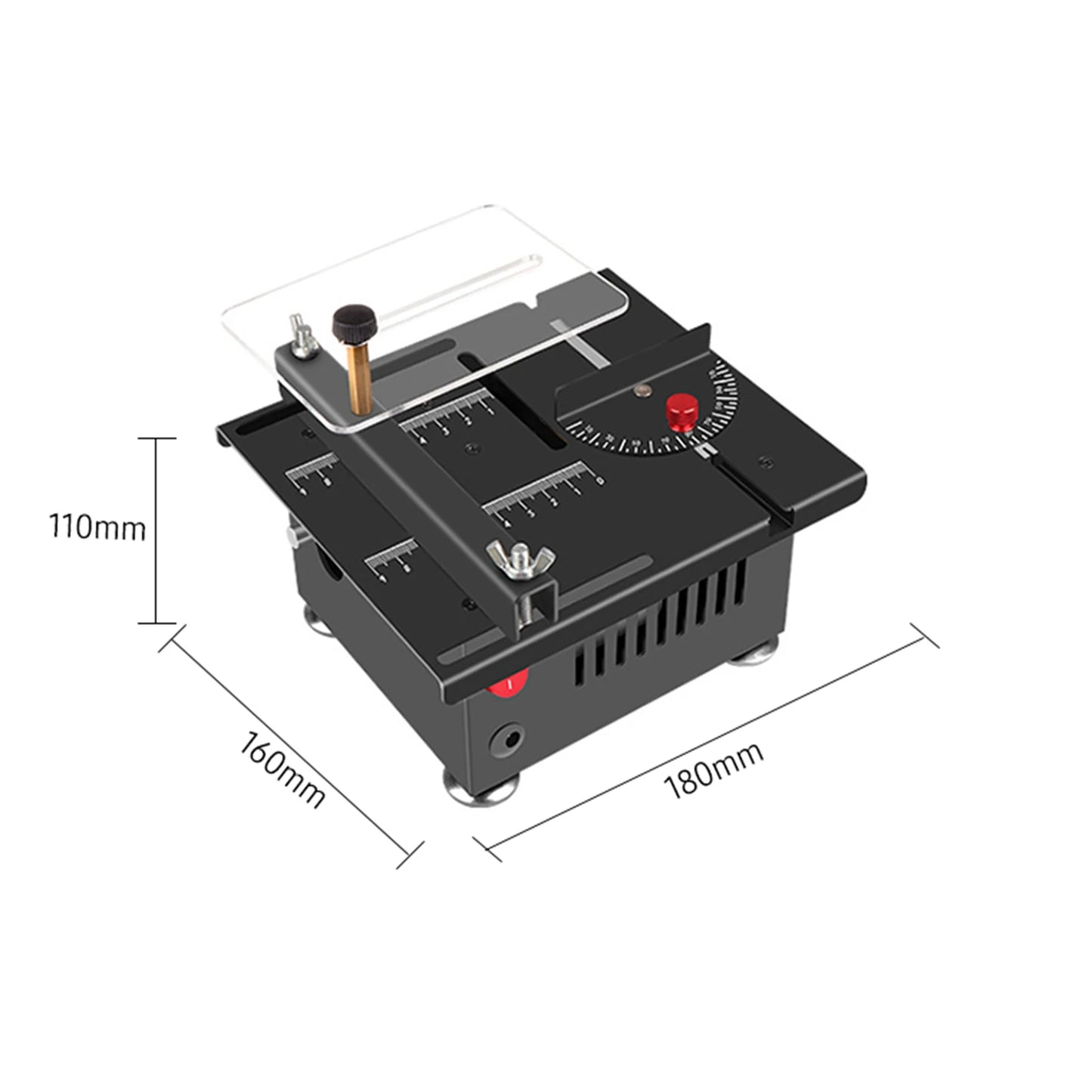 100W Multi Functional Table Saw Mini Desktop Electric Saw Cutter Speed and Angle Adjustable Liftable Blade 16MM Cutting Depth