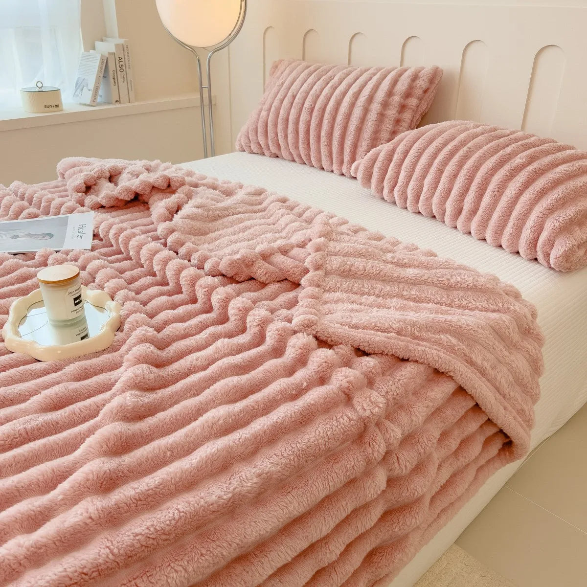 Wide Striped Multi-Use Blanket, Bed Cover and Nap Blanket