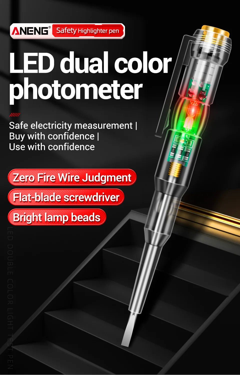 ANENG B12 voltage detector test Pen  Induced Electric Screwdriver Probe Zero Live Wire Detection Sensor household tester