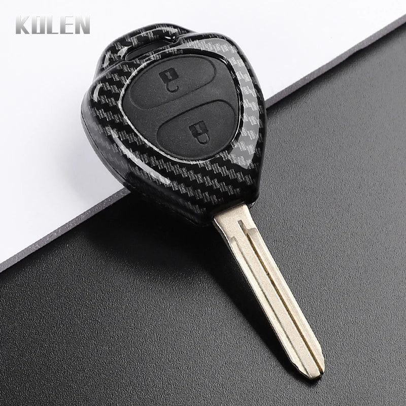 ABS Carbon Fiber Style Car Key Case Cover For Toyota Camry Avalon Corolla Matrix RAV4 Venza Yaris Replacement Protector Keychain
