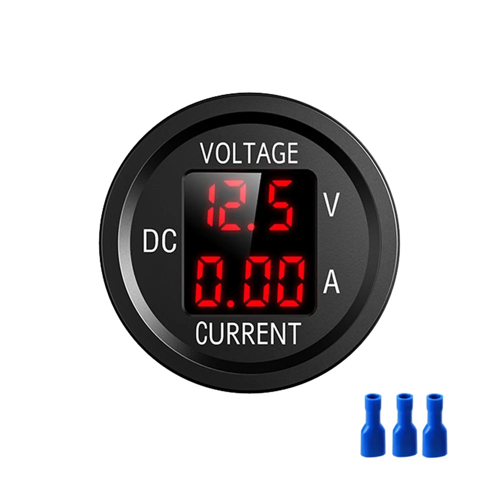 DC 5-48V Car Motorcycle Voltmeter Ammeter Mini Digital Waterproof LED Panel Tester Display Round Volt Meter Gauge For 12V Truck