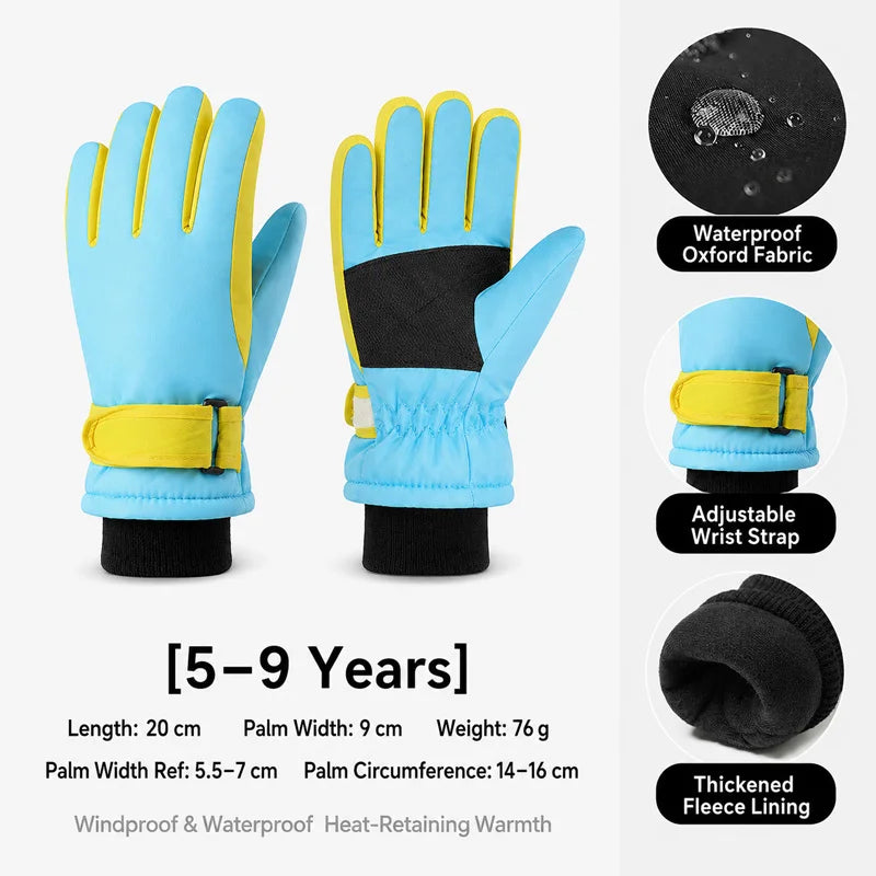 Kids Winter Ski Gloves - Fleece Lined Snow Gloves for Ages 3-15 - photo 14