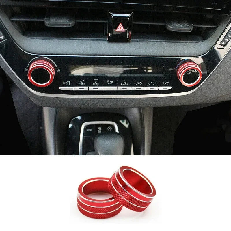 For Toyota Corolla 2019 2020 2021 2Pcs Car AC Climate Control Knob Trim Button Cover Auto Accessories Car AC Control Knobs Ring