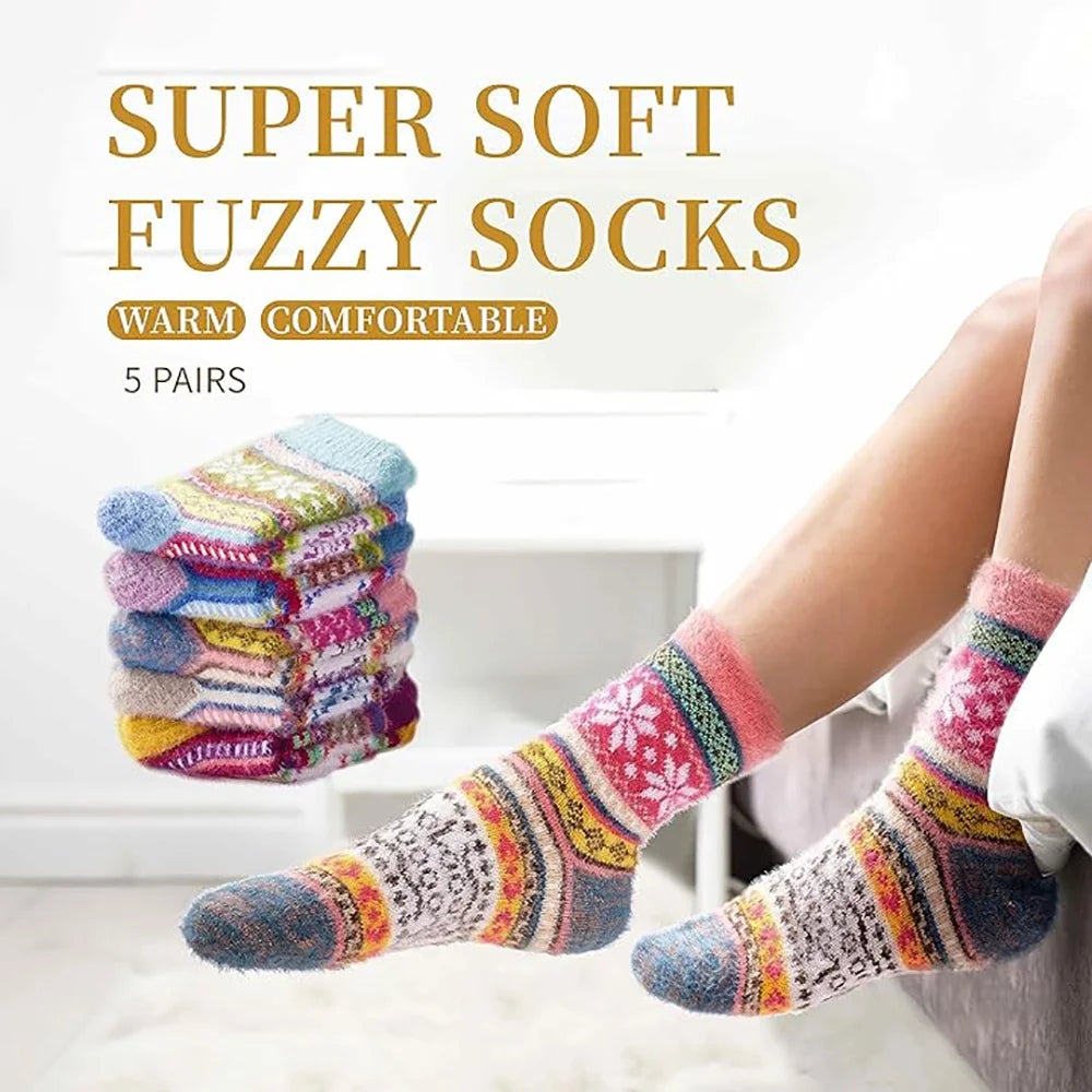 Women's Fuzzy Cozy Socks - Soft Home & Sleep Socks 5 Pairs Mixed Colors - photo 2