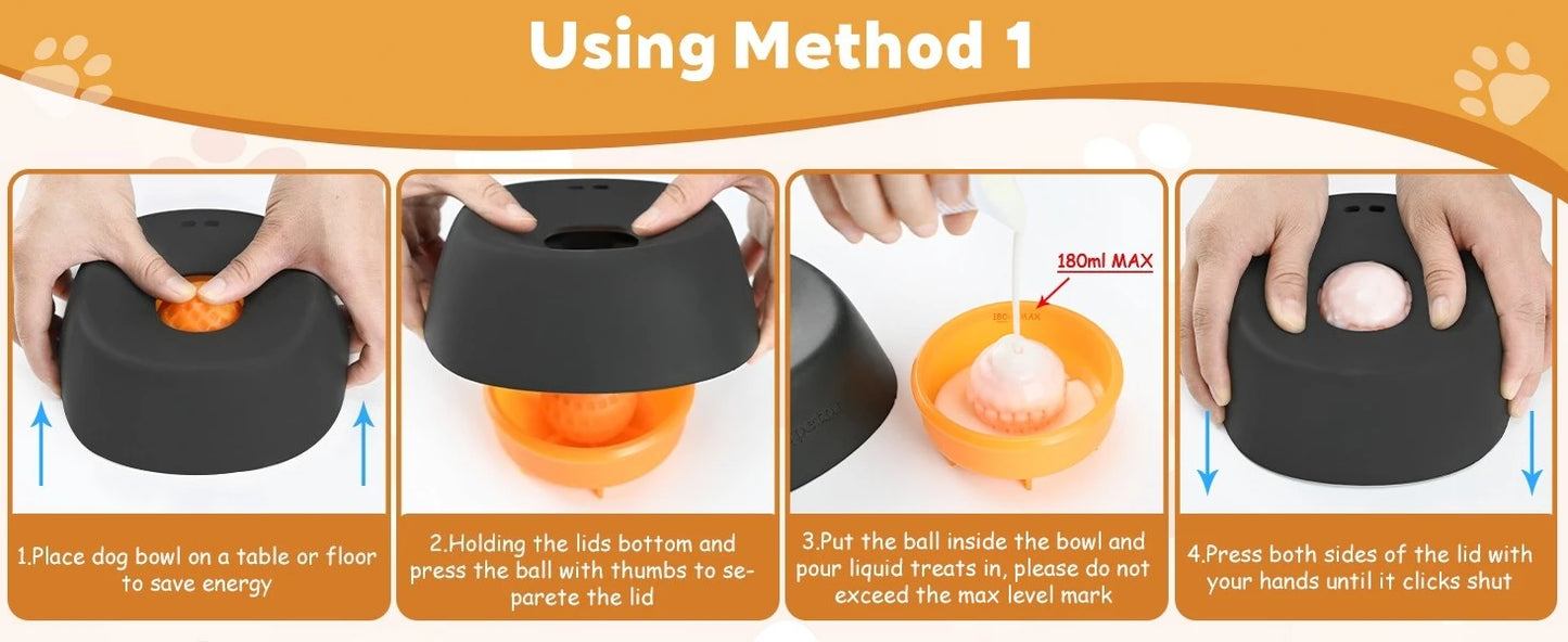Anti-Choking Slow Feeder Dog Bowl Non-Slip 3/4 Cup - Lick Toy for Liquid Treats Bone Broth Yogurt