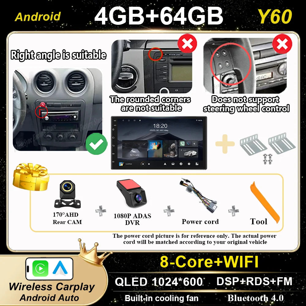 7" Car Stereo with Apple CarPlay & Android Auto, Compatible with Seat Ibiza (2000-2007)
