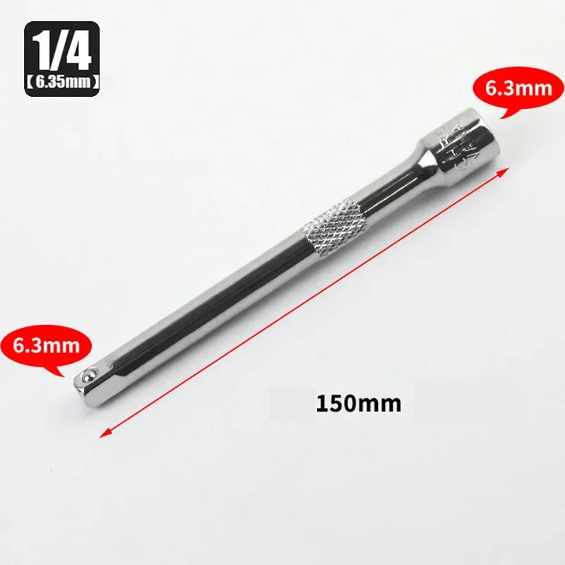 Socket Ratchet Wrench Extension Bar 1/4" 3/8" 1/2" 50/75/100/125/150/250mm Long Bar Steering Sleeve Connecting Rod Accessories