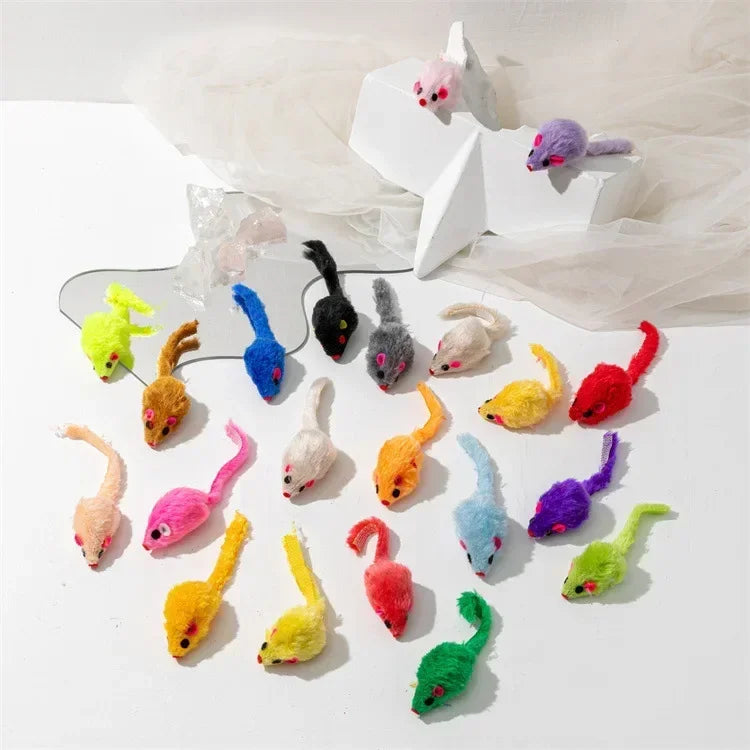 Catnip Faux Fur Mice Cat Toys with Rattle - 5 Pack - photo 8