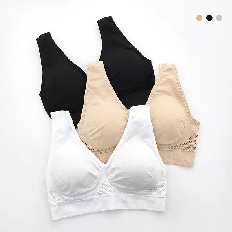 Breathable Women's Tops Hollow Out Bras Gym Running Fitness Yoga Bra Sportswear Padded Push Up Sports Tops Underwear Women Bra