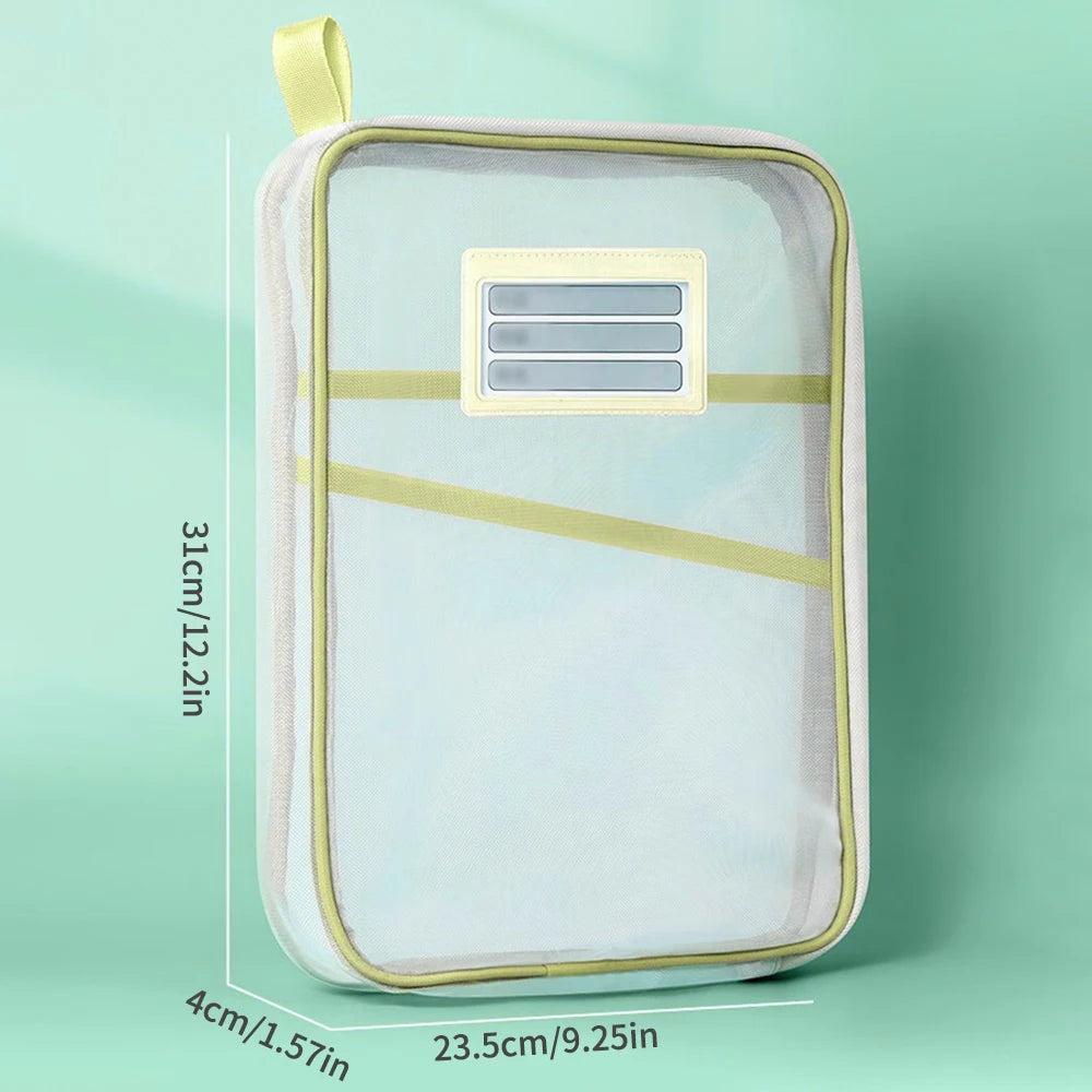 A4 Stationery Storage Bag Double-layer Mesh Zipper Bag Large Capacity Organizer Folders School Office Supplies Stationary Bag