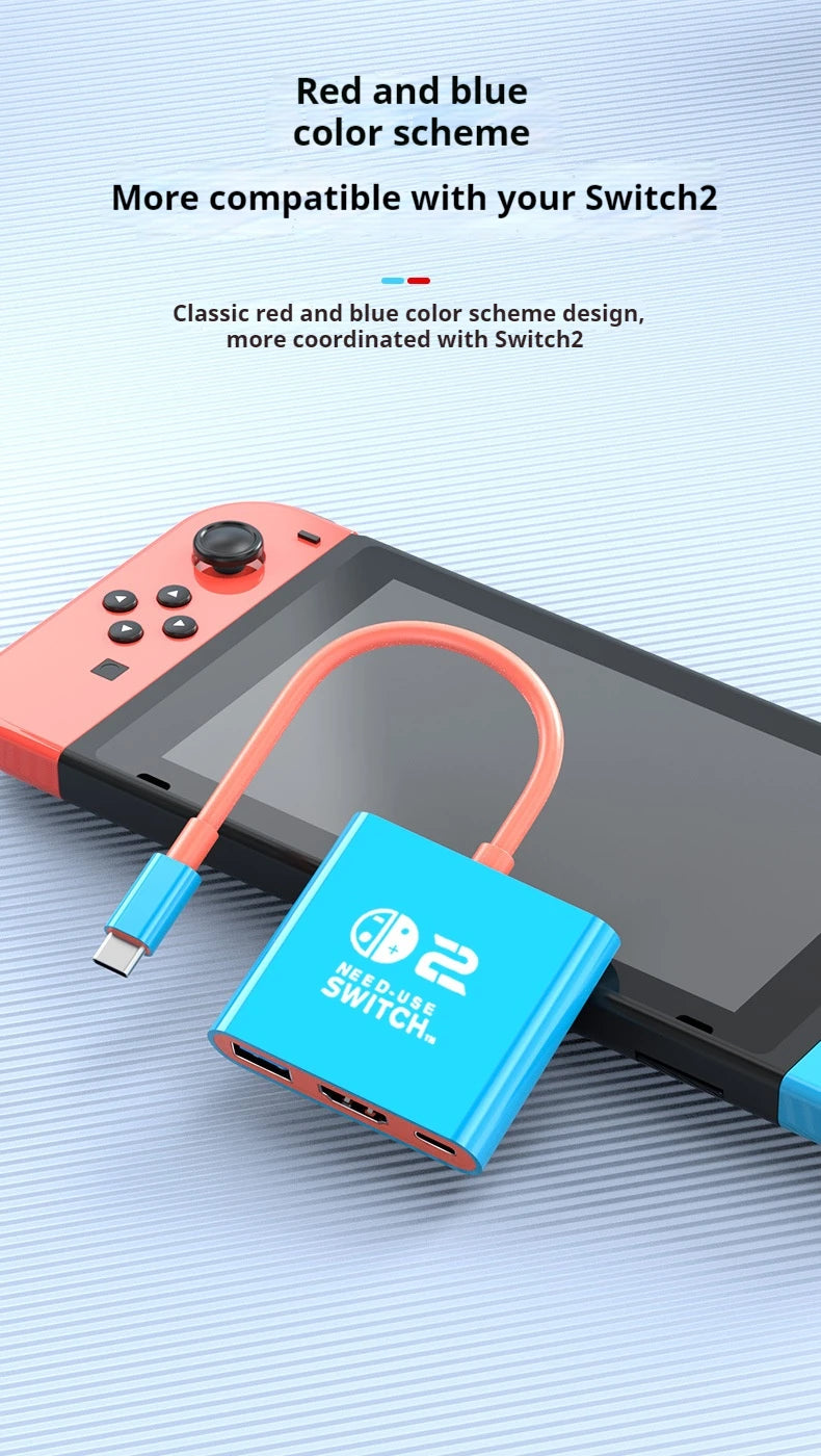 Docking Station for Nintendo Switch 2,4K 60Hz TYPE-C Hub with HDMI and USB-C 3.0 PD100W Charge Perfect for Switch 2/Switch/OLED