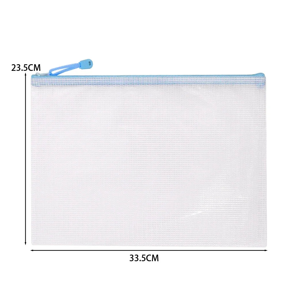 1-10Pcs A4 Mesh Zipper Pouch Bags Thicken Document Bag Waterproof Zip File Folders For School Office Travel Organizing Storage