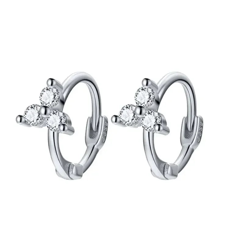 925 Sterling Silver Tassel Hoop Earrings for Women - White Zircon