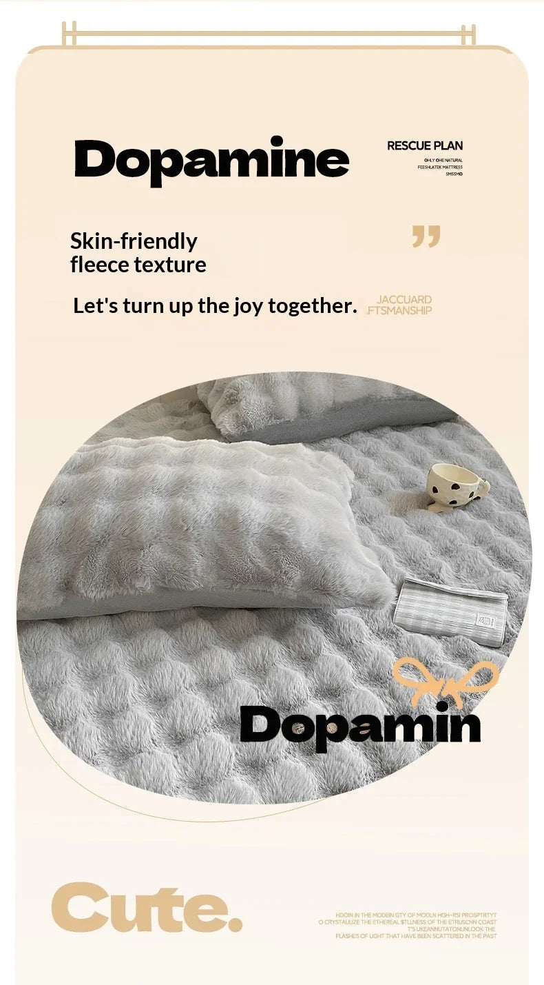Fluffy Plush Fitted Bed Sheet for Winter Solid Color Rabbit Fleece Bed Sheets on Elastic Winter Warm Thicken Mattress Protector