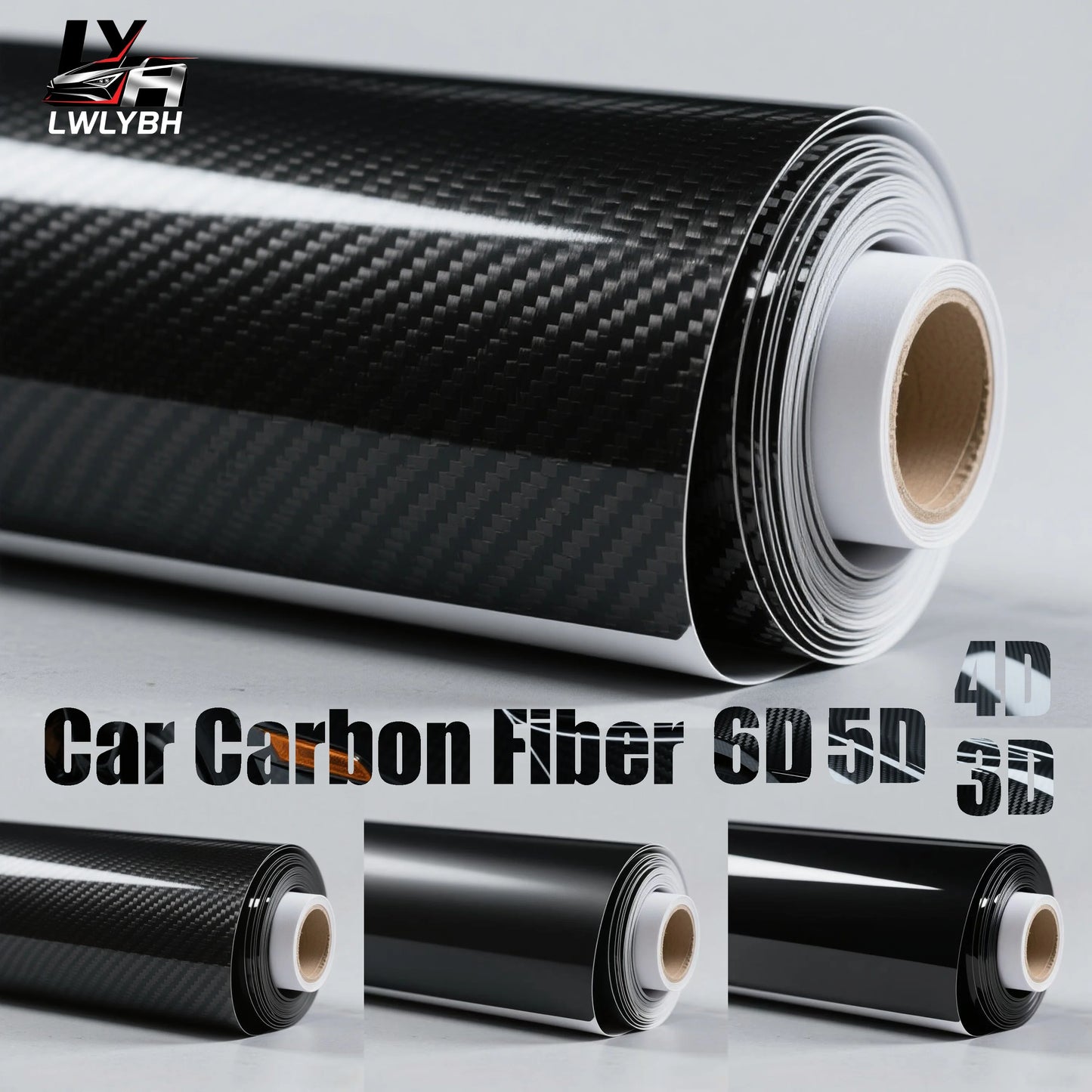 Carbon Fiber Car Body Film Black Vinyl Auto Wrap Sticker Matte Glossy Motorcycle Protective Film 6D 5D 4D 3D Vehicle Cover Foil