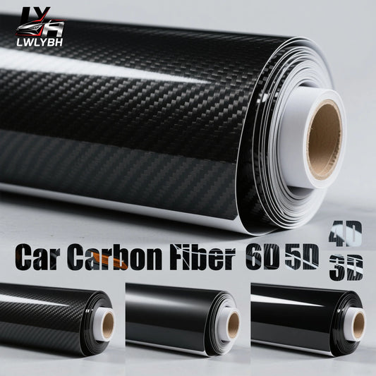 Carbon Fiber Car Body Film Black Vinyl Auto Wrap Sticker Matte Glossy Motorcycle Protective Film 6D 5D 4D 3D Vehicle Cover Foil