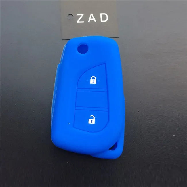 ZAD Silicone rubber car key cover case shell set protector fob for Toyota aygo Yaris Highlander Camry RAV4 2 button key  holder