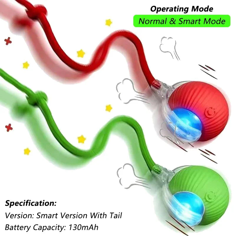 Automatic Rolling Cat Ball Toy with Tail, Rechargeable