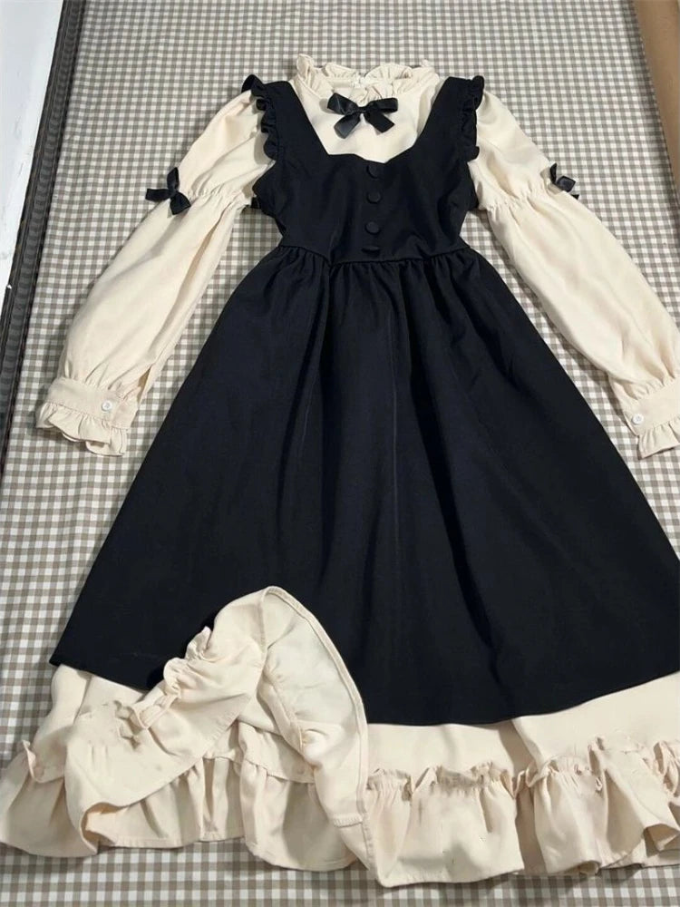Autumn French Vintage Elegant Women Midi Dresses Y2k Casual Design Plaid Evening Dress New Fashion Office Korean Popular Clothes