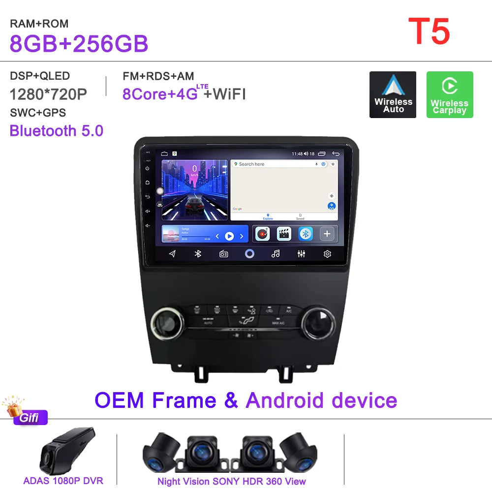 Car Stereo with Apple CarPlay & Android Auto, Compatible with Ford Mustang (2010-2014)