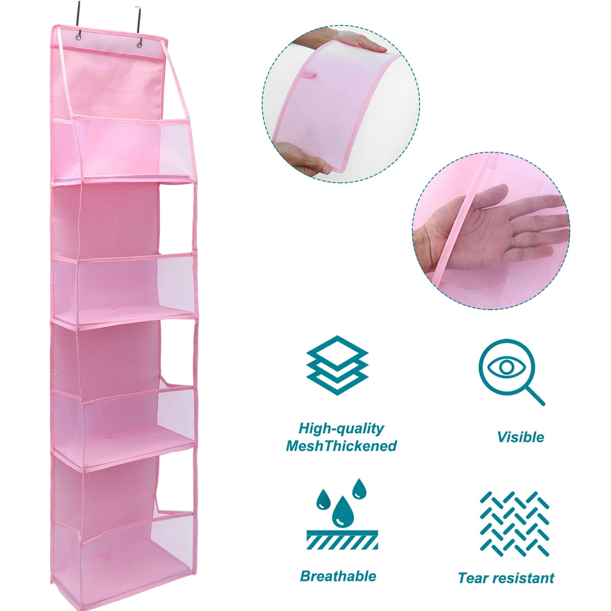 4/6-Tier Hanging Storage Bag Foldable Organizer Over-The-Door Holder For Hair Accessories Snacks Toys Clothes Storage Holder