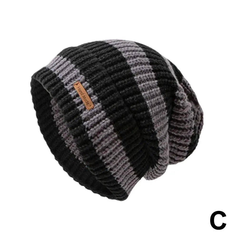Women's Striped Baggy Beanie - Retro Knit Ear Covering Hat - photo 10