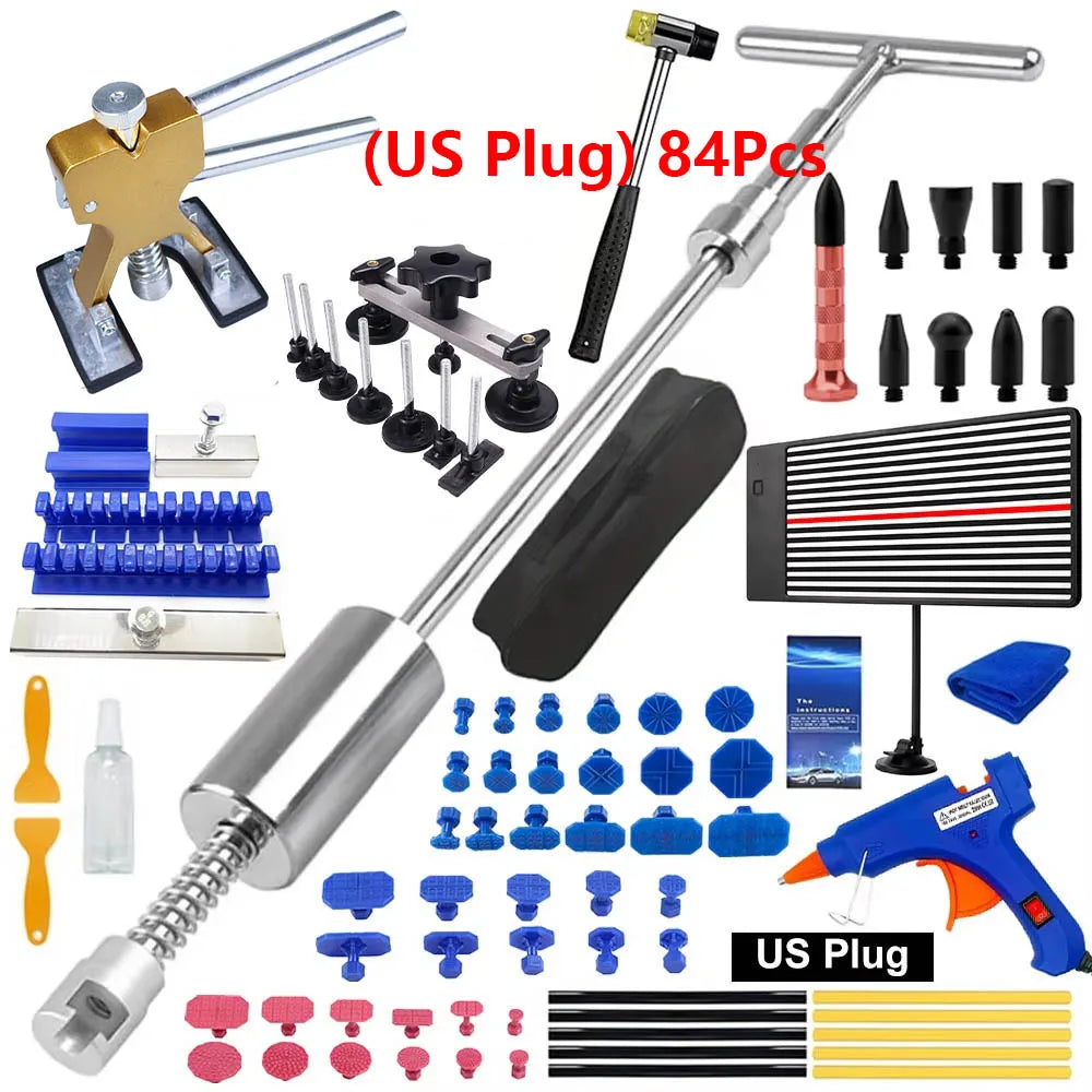 Paintless Dent Repair Kit – 43 & 84-Piece PDR Tool Set with Slide Hammer, T-Bar Puller & Glue Gun | Fix Car Dents, Hail Damage & Door Dings at Home
