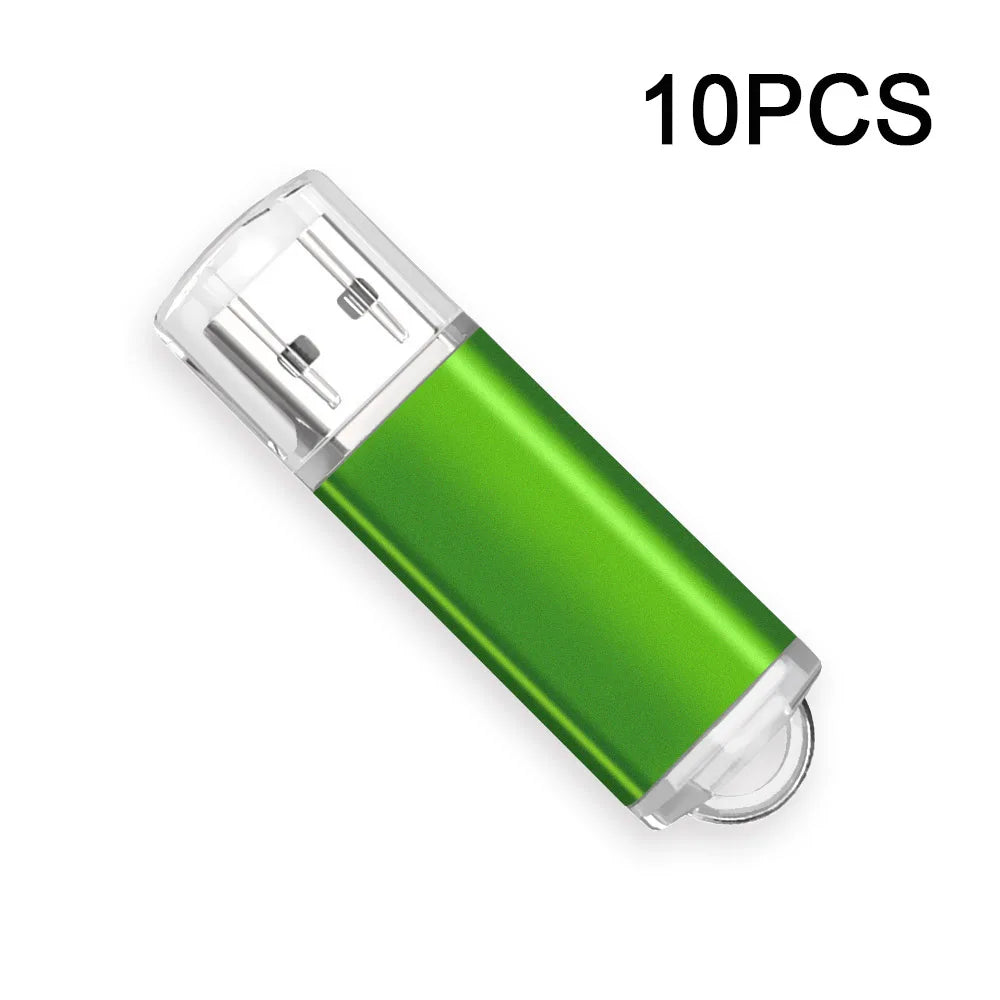 USB 2.0 Flash Drive 10-Pack — Bulk Color Memory Sticks 1GB to 128GB