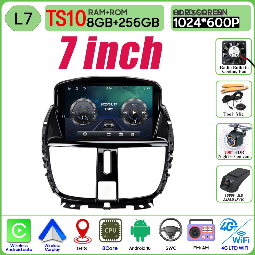 Car Radio Android 16 For Peugeot 207 207CC 2006 - 2015 Carplay Video GPS Navigation Multimedia Player DVD No 2din 4G Wifi BT RDS