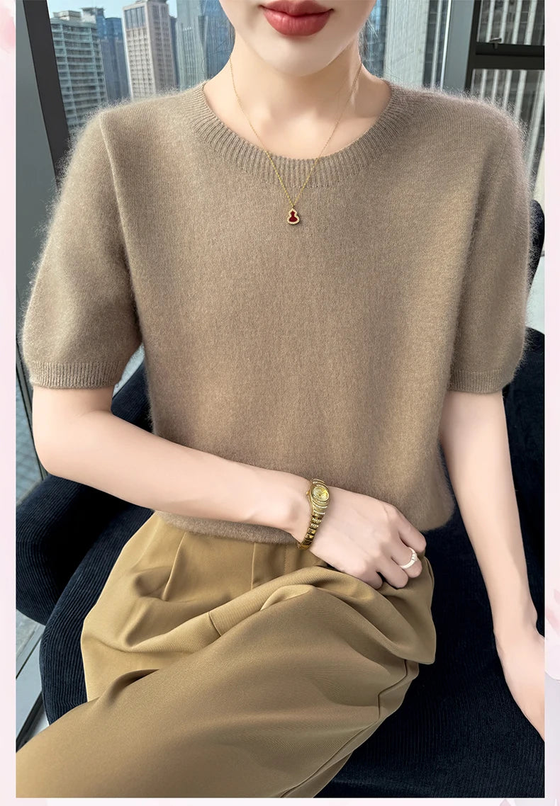Women's Short Sleeve Knit Sweater Top
