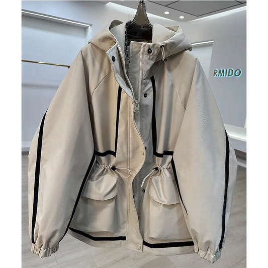 European Goods High-end Ribbon Stitching Contrast Jacket Women's 2025 New Spring and Autumn Leisure Loose Slim Short Trench Coat
