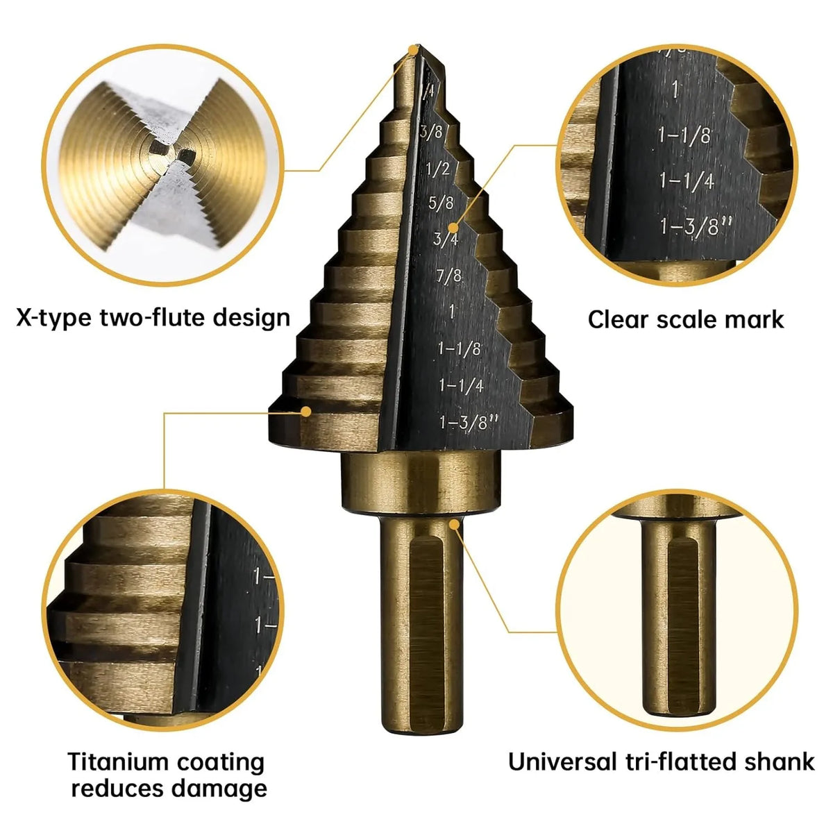 HSS Cobalt Step Drill Bit Set, 50 Sizes with Aluminium Case