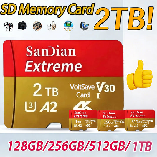 Class 10 Memory SD Cards USB Adapter SD Memory Cards 512GB 256GB High Speed Micro TF/SD Card For Mobile Phone/Laptop