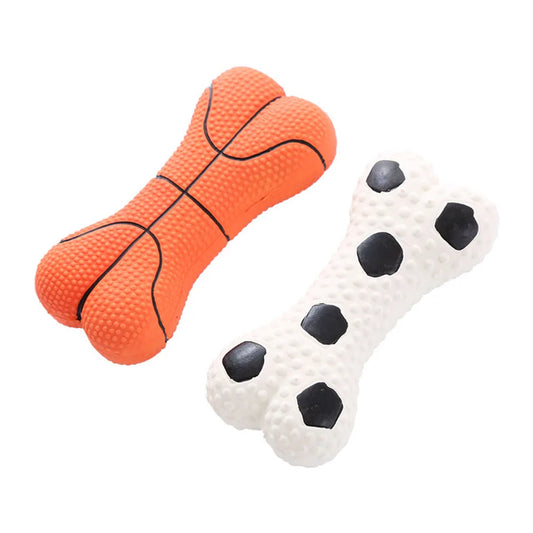 Squeaky Bone & Basketball Dog Toy Set