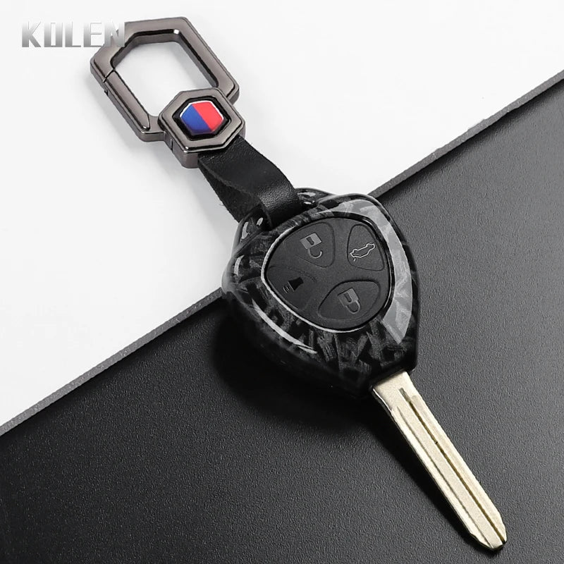 ABS Carbon Fiber Style Car Key Case Cover For Toyota Camry Avalon Corolla Matrix RAV4 Venza Yaris Replacement Protector Keychain